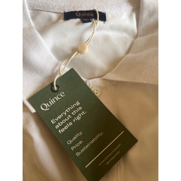 QUINCE White Organic Cotton Pique Polo NWT Size XL - Picture 9 of 9